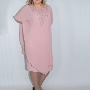Rochie eleganta Emersyn cu aplicatii rafinate,nuanta de pudra - Img 3