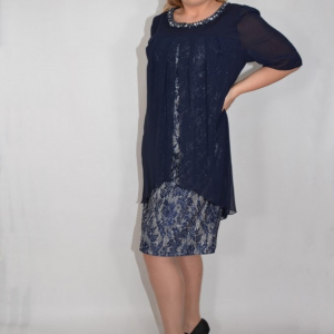 Rochie eleganta Kayla cu aplicatii de margele,nuanta de blemarin - Img 7