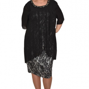 Rochie eleganta Kayla cu aplicatii de margele,nuanta de negru - Img 1
