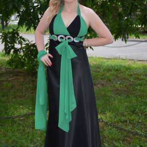 Rochie eleganta lunga, culoare negru-verde, - Img 3