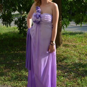 Rochie eleganta, model maxi, intr-un degrade fermecator, pe mov - Img 5