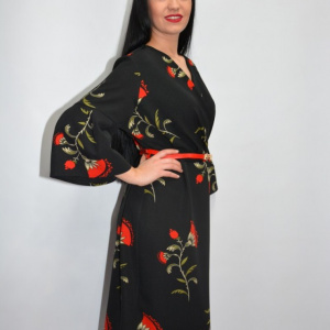 Rochie eleganta ,nuanta neagra si imprimeu cu flori - Img 5