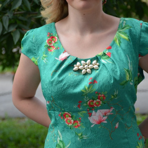 Rochie feminina de culoare verde, model imprimat in tesatura - Img 5