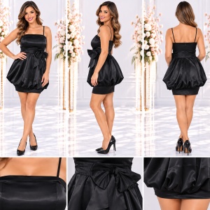 Rochie fermecatoare, cu croi tip gogosar, din material satinat - Img 2