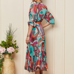 Rochie Ingrid Verde Roz Multicolor - Img 2