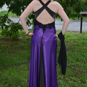 Rochie lunga de seara ,rafinata mov cu cristale negre - Img 4