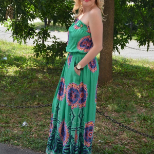 Rochie lunga de vara, culoare rosu-bleumarin - Img 5