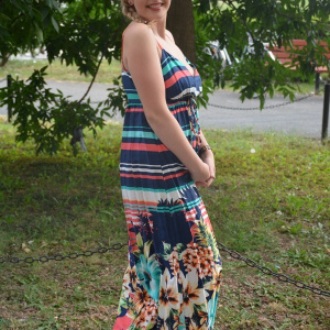 Rochie lunga de vara multicolora cu design de dungi si flori - Img 3