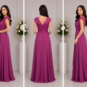 Rochie lunga ,eleganta de culoare mov - Img 2