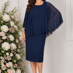 Rochie Maci cu aplicatii de strasuri ,nuanat de bleumarin