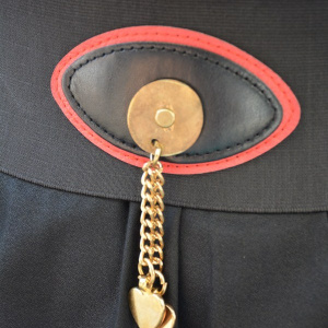 Rochie moderna, cu decolteu rotund, negru-corai - Img 2