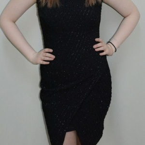 Rochie neagra, design interesant cu sclipici aplicat - Img 2
