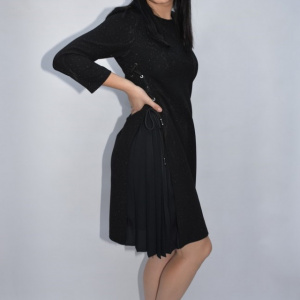 Rochie office Caterina ,model plisat la fusta,negru - Img 4