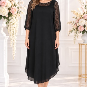 Rochie originala de ocazie, nuanta neagra cu insertie de voal lejer