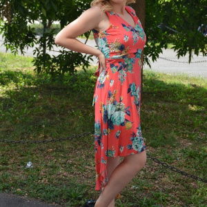 Rochie rafinata, midi, culoare corai, cu un croi asimetric - Img 5