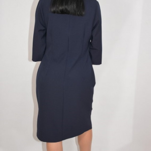 Rochie rafinata Mila cu crepeu in fata,model asimetric,nuanta bleumarin - Img 3