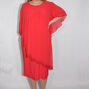 Rochie rosie Singrid cu aplicatii de strasuri - Img 4