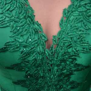 Rochie scurta de seara cu aplicatii de dantela, nuanta de verde - Img 5