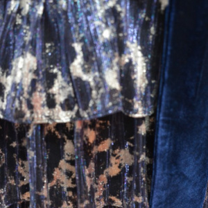Rochie tinereasca cu volanase late in straturi multiple, bleumarin - Img 8
