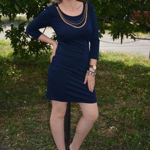 Rochie tinereasca, de culoare bleumarin, decolteu rotund - Img 5
