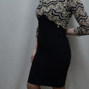Rochie tinereasca, de culoare neagra, imprimeu abstract - Img 5