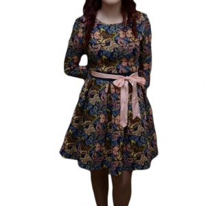 Rochie tinereasca, multicolora, imprimeu modern cu fluturi - Img 1