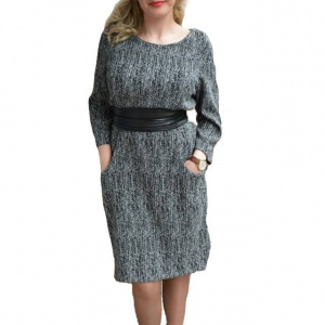 Rochie trendy de toamna-iarna, culoare neagra, cu buzunare mari - Img 1