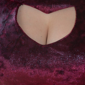 Rochie visinie de primavara, toamna, din material cu aspect lucios - Img 2