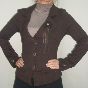 Sacou casual, maro, maneci lungi si rever ascutit - Img 5