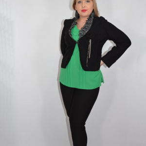 Sacou cazual, model aparte, material tip jerse, de culoare neagra - Img 6
