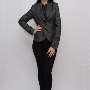 Sacou modern, tineresc, cu dungi sau simplu, de culoare negru, gri - Img 3