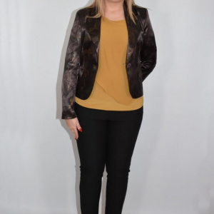 Sacou rafinat, material lucios, satinat, model deosebit, pe maro - Img 4