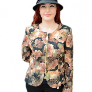 Sacou tineresc, multicolor, sistem de inchidere cu fermoar chic auriu - Img 1