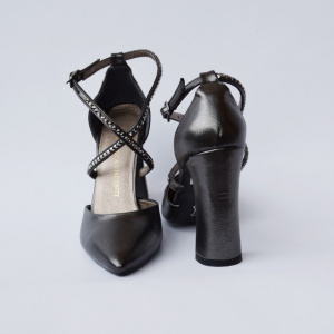 Sandale elegante negru sidef cu barete si strassuri - Img 5