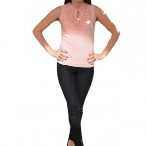 Top roz somon din material elastic cu design de fodra si strasuri - Img 1