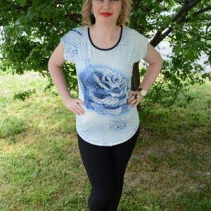 Tricou tineresc cu lungime asimetrica, nuanta chic bleumarin - Img 2