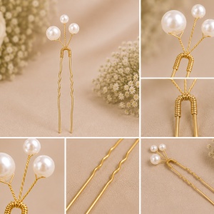 Agrafe de Păr Aurii cu Perle Albe – 2 Modele Elegante - Img 2
