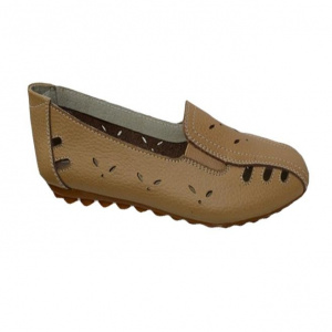 Balerin cu perforatii, nuanta de maro, elastic chic