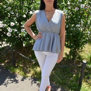 Bluza casual, cu dungi fine negru-alb - Img 3