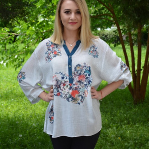 Bluza dama Clara,modele painted,nuanta de alb - Img 5