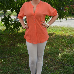Bluza de culoare portocalie, cu maneci cu lungime ajustabila - Img 3