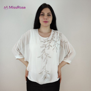 Bluza eleganta cu aplicatii deosebite Dakota,nuanta de alb - Img 2