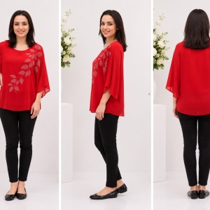 Bluza eleganta cu aplicatii deosebite Dakota,nuanta de rosu - Img 4