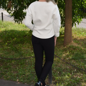 Bluza fashion, de culoare alba, din bumbac, cu paiete multicolore - Img 6