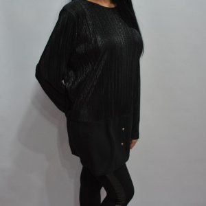 Bluza rafinata de culoare neagra cu fir argintiu, model elegant - Img 6