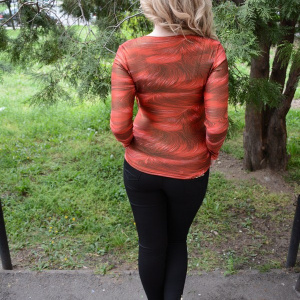 Bluza rafinata de ocazie, rosie, maneca lunga, decolteu adanc - Img 5
