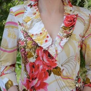 Bluza rafinata tip camasa, multicolora, cu maneca trei-sferturi - Img 4