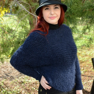 Bluza tinereasca din material gros, calduros, de culoare bleumarin - Img 3