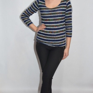 Bluza tricotata,model multicolor ,nuanta bleumarin - Img 3