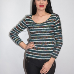 Bluza tricotata,model multicolor ,nuanta de verde - Img 6